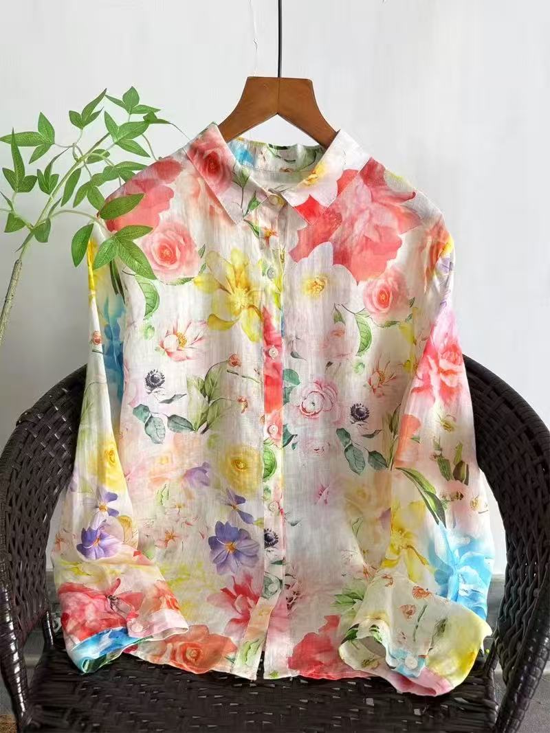 Summer Clothing For Japan - 2026 Vintage-Kleidung 100% Ramie-Leinenhemden und -Blusen