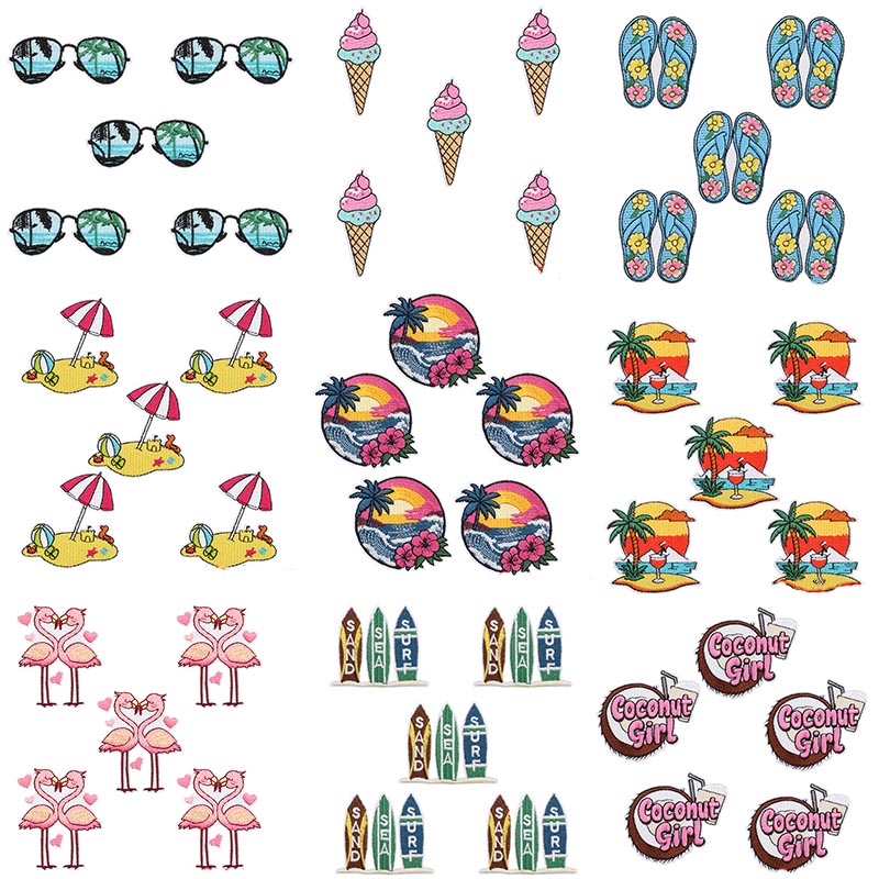 Summer Clothing Pictures - 10PCS Sommer Strand Welle Gestickte Patches