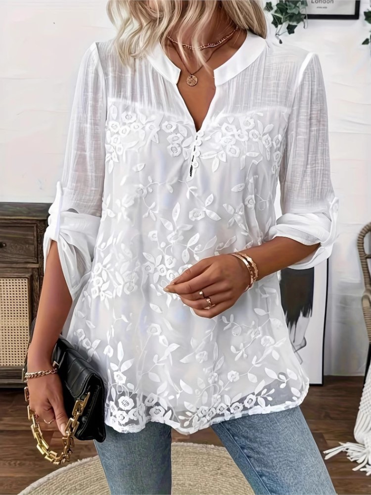 Summer Clothing Holiday - Mode Weiß Spitze Shirt Top Für