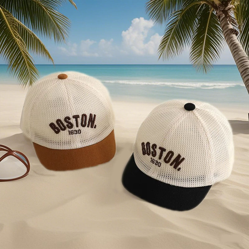 Summer Quotes - Bestickte Baby-Baseballkappe mit Buchstaben, Sommer-Mesh-Atmungsaktiver Kleinkinder-Sonnenhut,