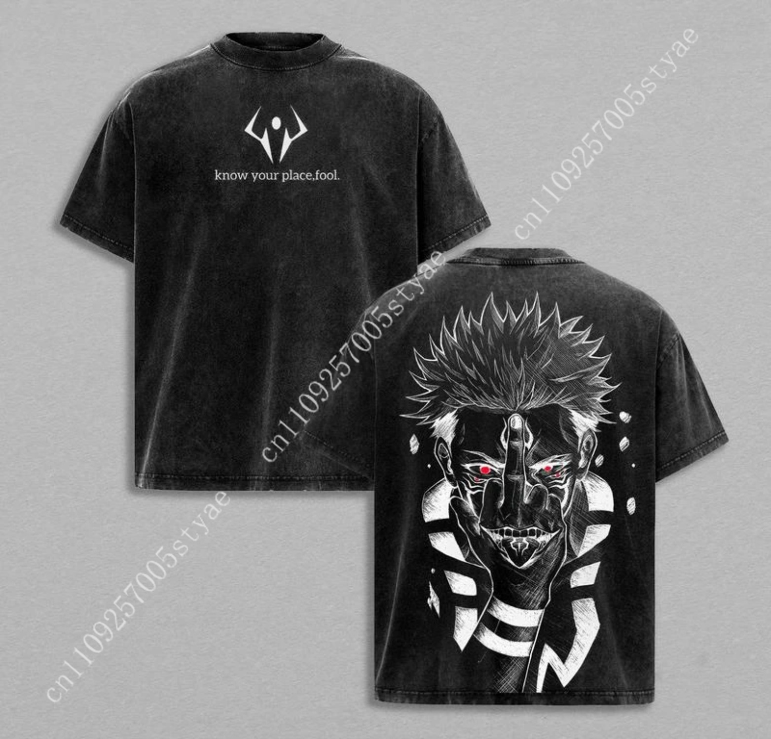 Yours Summer Clothing - Anime Ryomen Sukuna Grafik-T-Shirt Vintage-Waschung Übergroßes