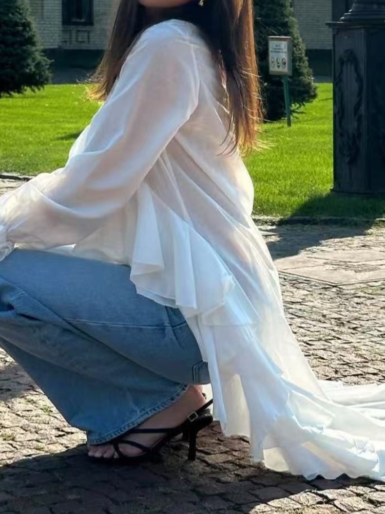 Mode Rüschen Lange Shirt Tops  – Summer Clothing Holiday Bewertung und Preis