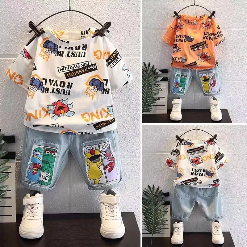 Süßes Cartoon-Print Kurzarm-Ba – Summer Clothing Drawing For Kids Bewertung und Preis