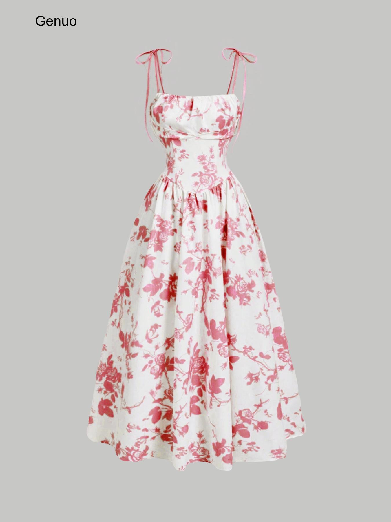 2026 Blumenmuster-Kleid mit Bi – Sundress Midi Floral Bewertung und Preis