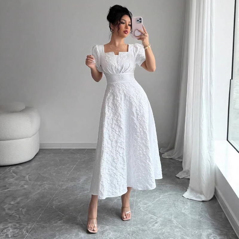Damen Weißes Geprägtes Blumen- – Sundress Midi Floral Bewertung und Preis
