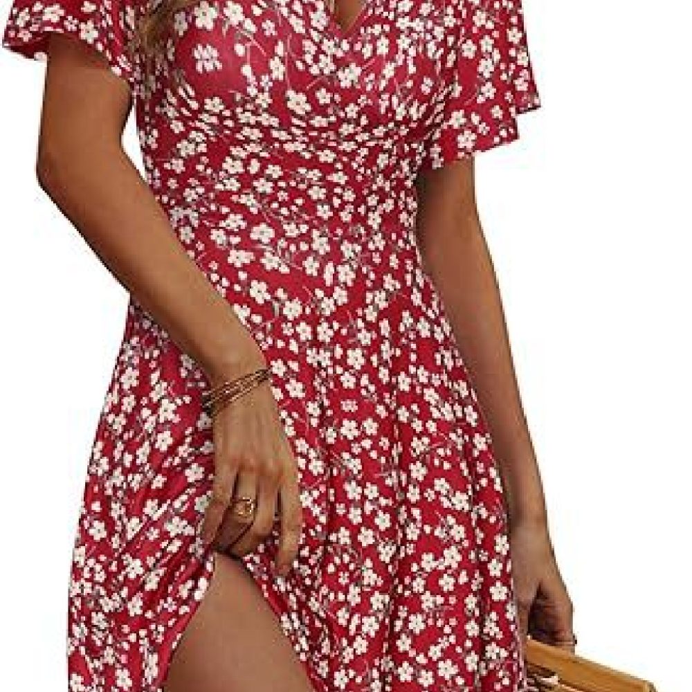 Lässiges Blumenmuster Damenkle – Sundress Midi Floral Bewertung und Preis