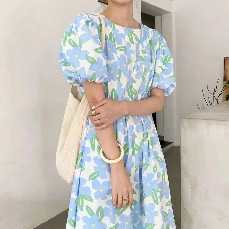 Sommer Runde Kragen Hohe Taill – Sundress Midi Floral Bewertung und Preis
