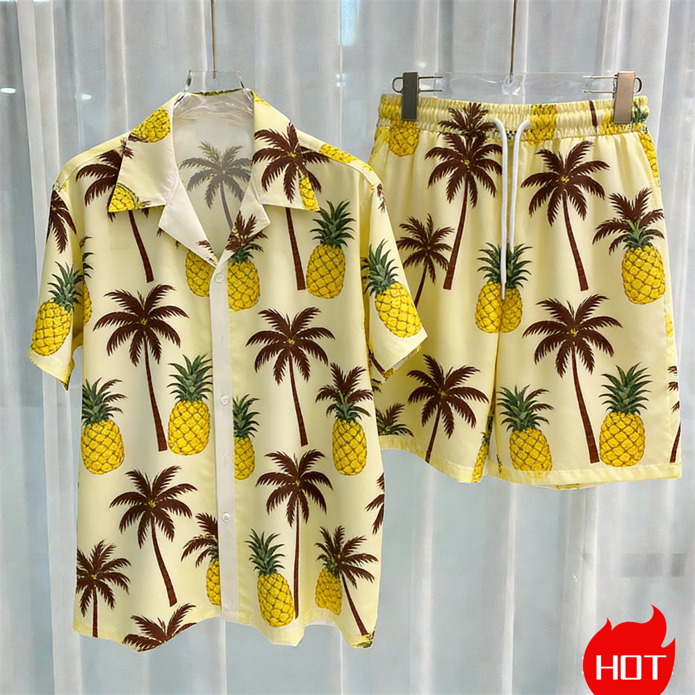 Sommer-Herrenhemd-Sets mit Pfl – Summer Clothing Y2K Bewertung und Preis
