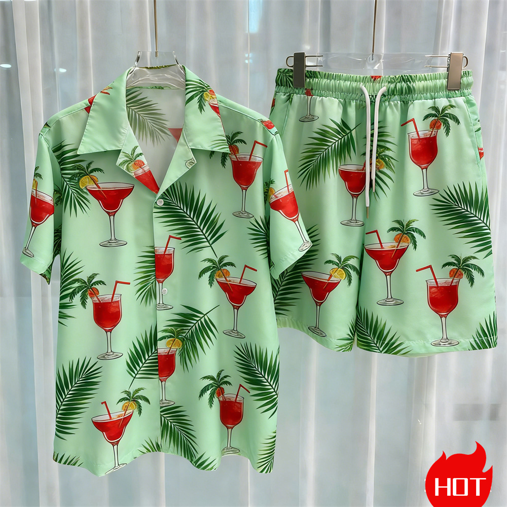 Sommer-Herrenhemd-Sets mit Pfl – Summer Clothing Y2K Bewertung und Preis