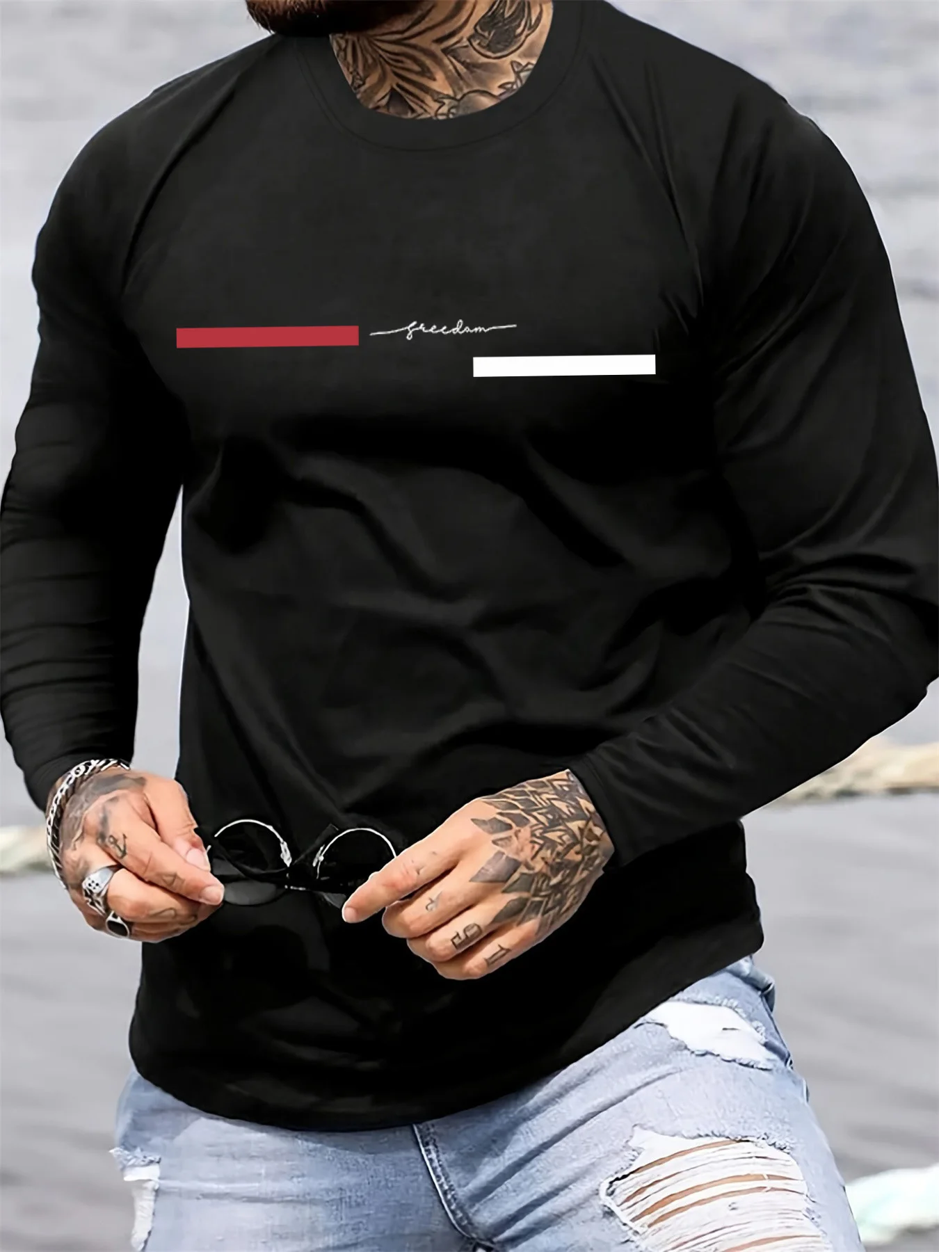 Rot-schwarzes Line Herren-T-Sh – Summer Quotes Bewertung und Preis
