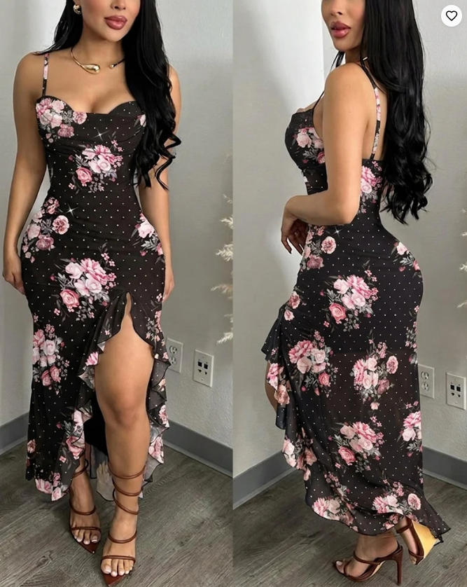 Damenmode Blumen-Cowl-Neck-Cam – Sundress Midi Floral Bewertung und Preis