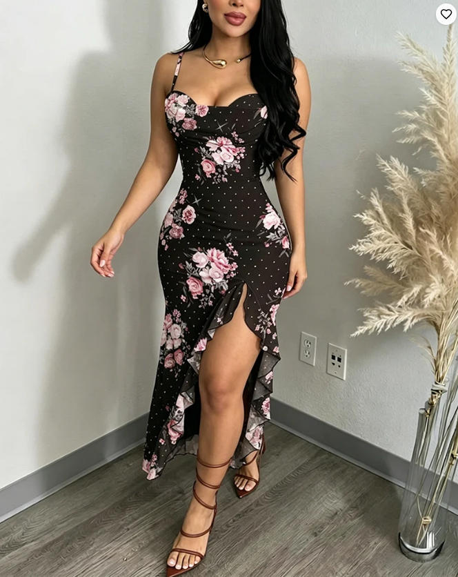 Damenmode Blumen-Cowl-Neck-Cam – Sundress Midi Floral Bewertung und Preis